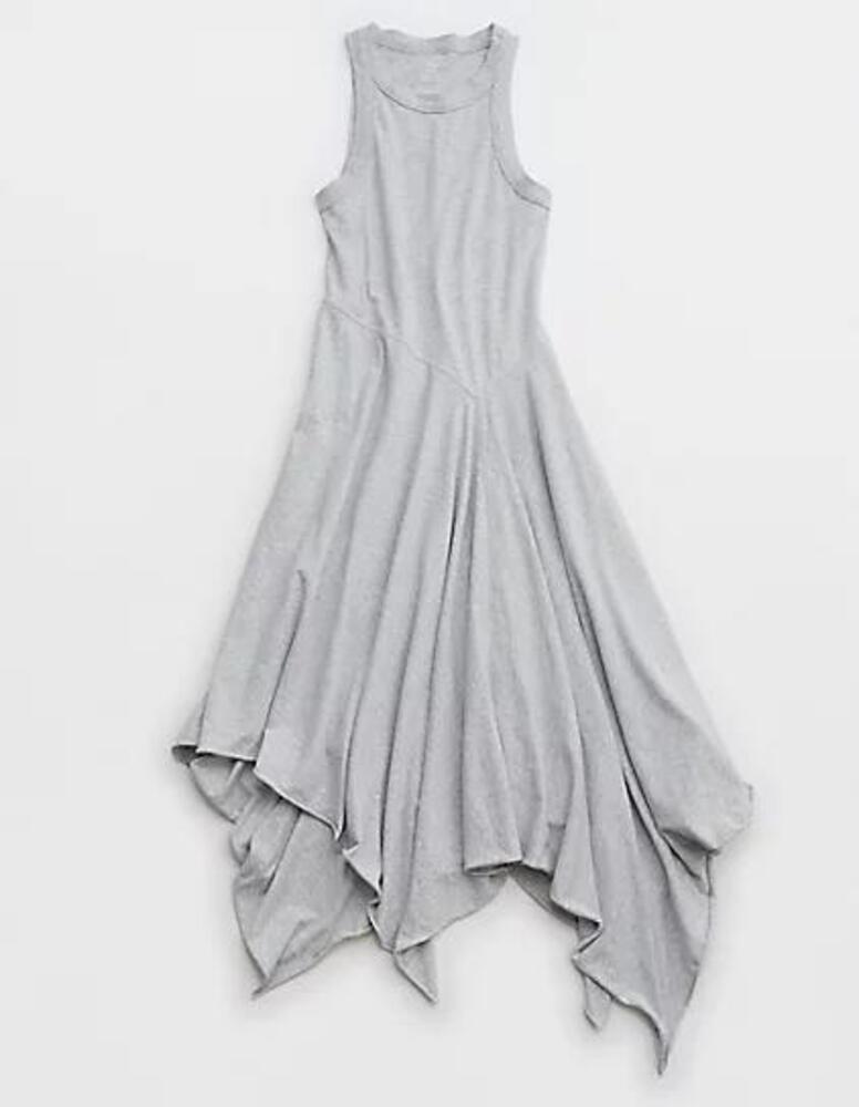 American Eagle Aerie Tank Asymmetric Midi Dress in Gray